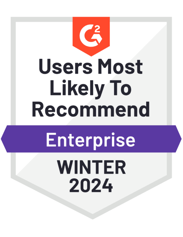 G2 2024 Winter Enterprise Users Most Likely to Recommend